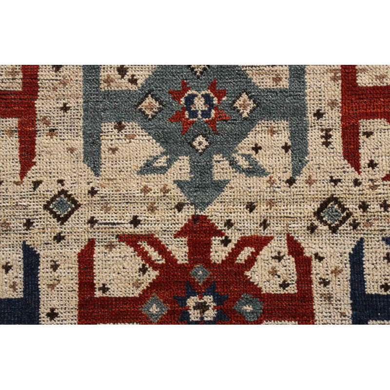 Rug & Kilim’S Classic Rug In Beige And Red Tribal Geometric Pattern, Square 4'