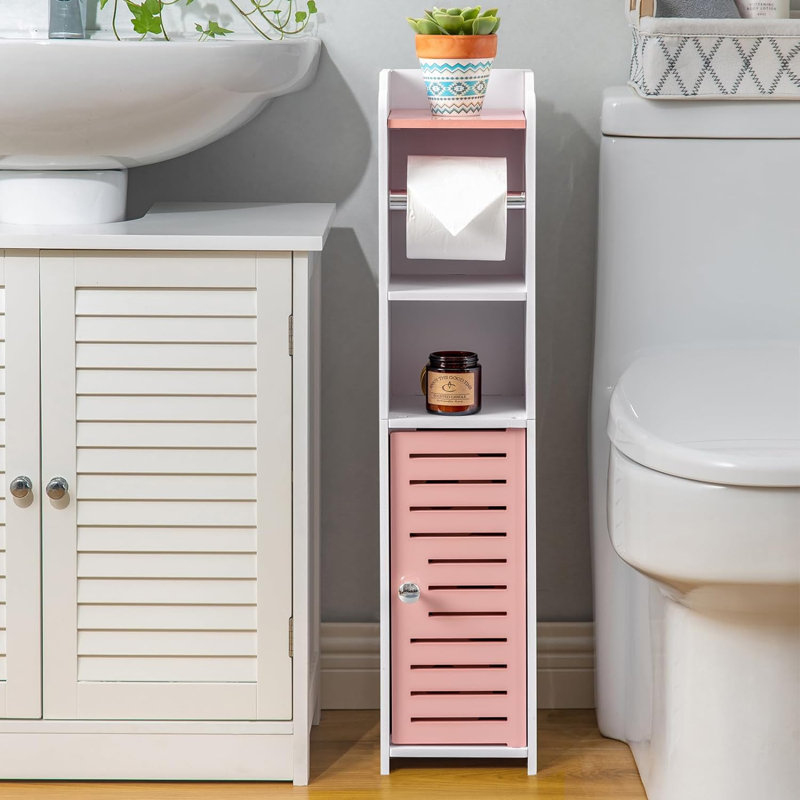 Rangement pour salle de bain Edon, Blanc / rose