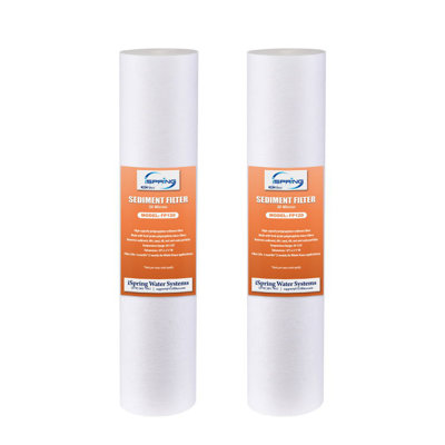 iSpring FP120X2 20 Micron 10"x2.5" Standard Sediment Filter Cartridges, 15,000-Gallon, Multi-Layer, 2-Pack