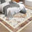 Washable Area Rug, Vintage Printed Low Pile Non Slip Foldable Polyester Carpet, for Living Room Bedroom, Camel Tone, 5'x7'-867903107-867903118