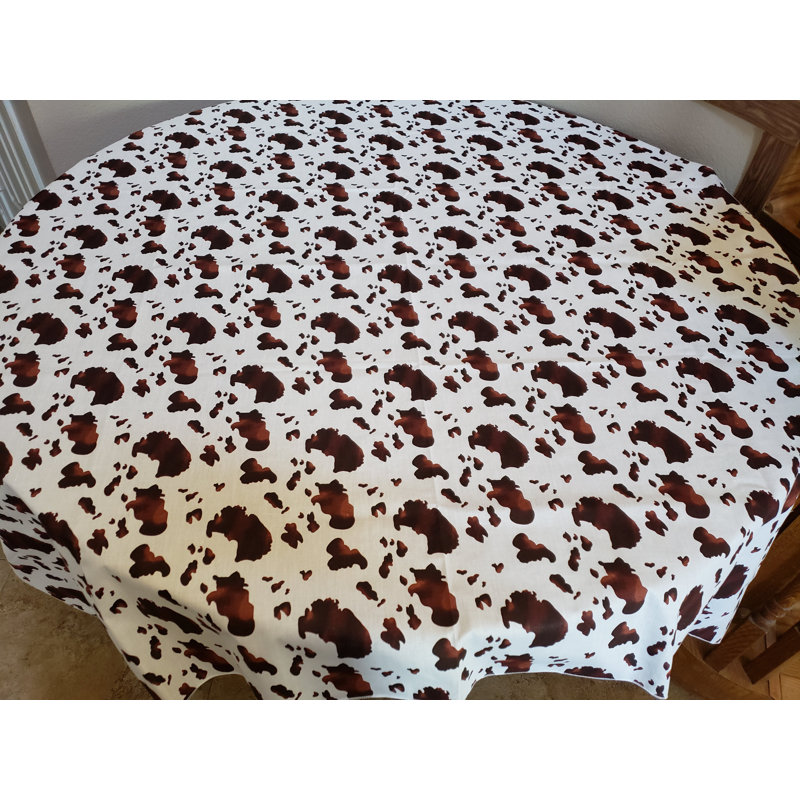 Cow Print Tablecloth, 48" Square, Brown
