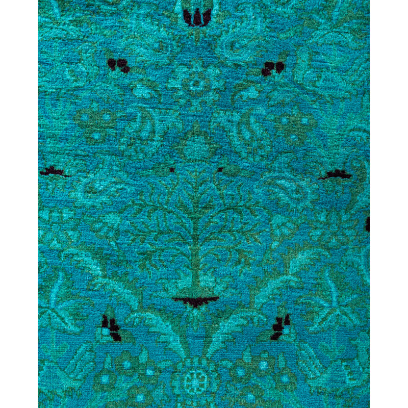 Overdyed Hand-Knotted Wool Modern-Contemporary Blue Area Rug 2' 8" x 4' 1"