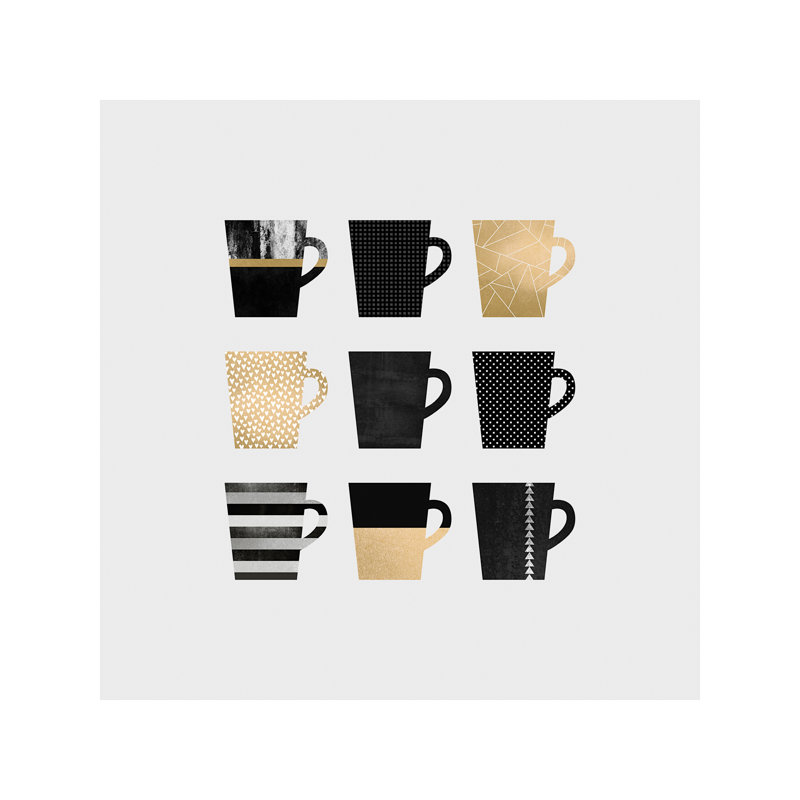 Coffee Mugs by Elisabeth Fredriksson - Wrapped Canvas Print, 45.72 cm H x 45.72 cm W x 3.175 cm D