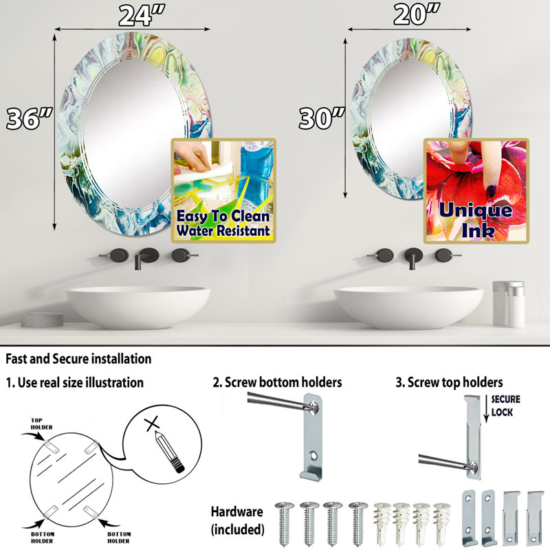 Miroir de salle de bain sans cadre, 30 po x 20 po