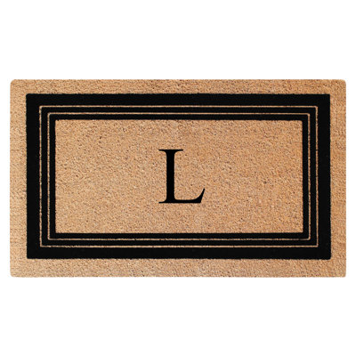 Monogrammed Triple Classic Border Natural Coir Door Mat with PVC Backing – Heavy-Duty, Anti-Shed & Easy to Clean