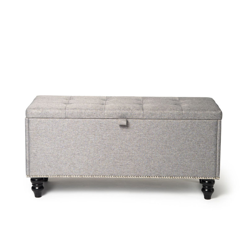 Larrabee 40cm Wide Rectangle Solid Colour Ottoman with Storage, Grey