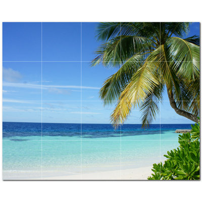 Beach Photo 12'' x 12'' Satin Ceramic Decorative Mural