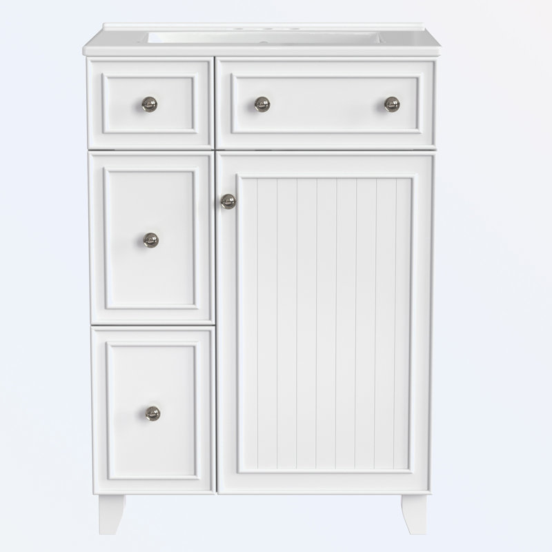 Bathroom Vanity Cabinet with Ceramic Sink, White