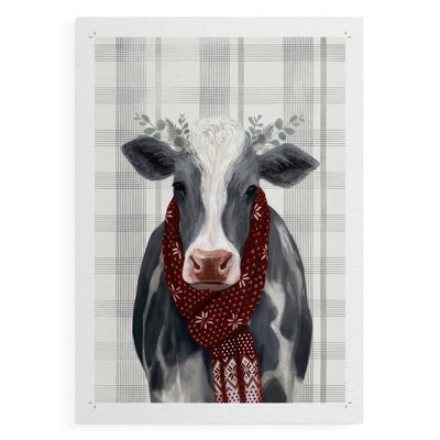 Yuletide Cow II - reproduction de toile seulement - non encadrée