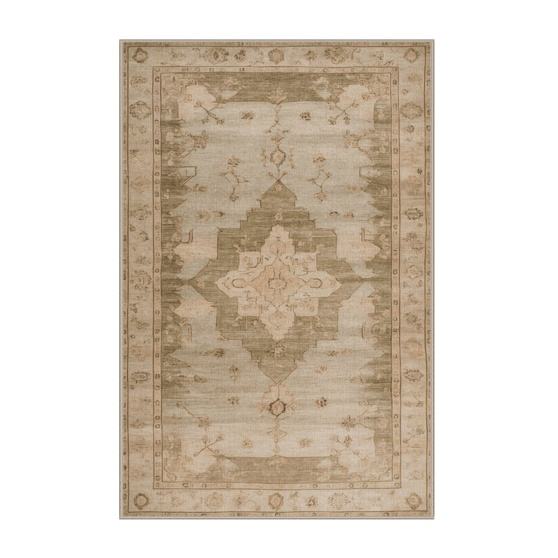 Tapis beige surteint lavable à la machine, Rectangulaire 2 pi x 3 pi