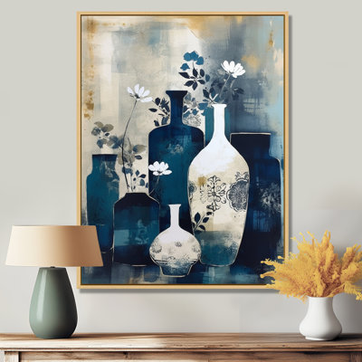 Art mural bleu et crème fantaisiste en argile II - Boho Pottery
