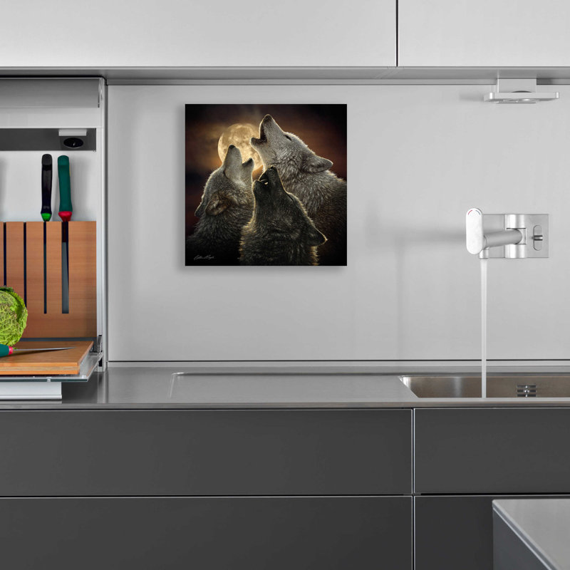 «Wolf Trinity» par Collin Bogle, art mural en verre acrylique, H 12 po x l 12 po x P 0,13 po