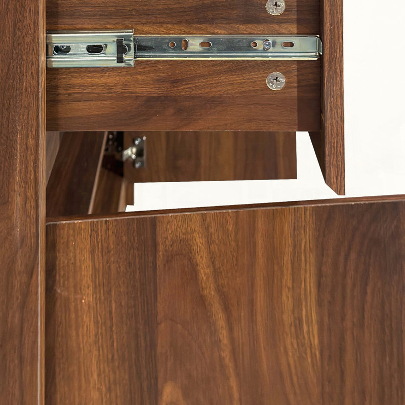 Armoire à vin multifonctionnelle avec tablette en verre noyer brun