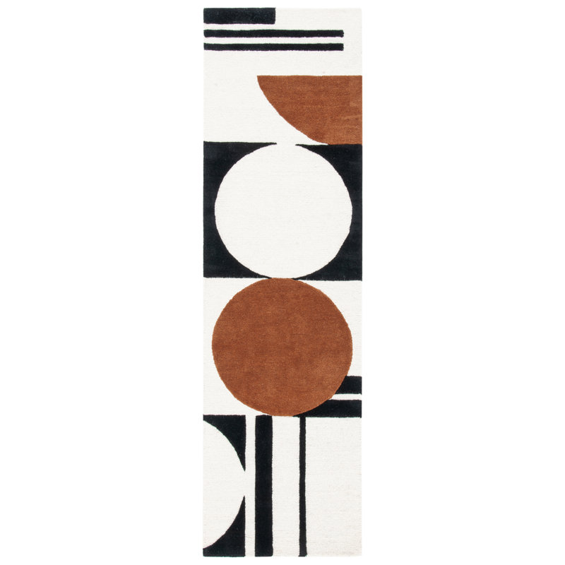 Antoni Handmade Wool Ivory/Black/Brown Rug, Runner 2'3" x 12'