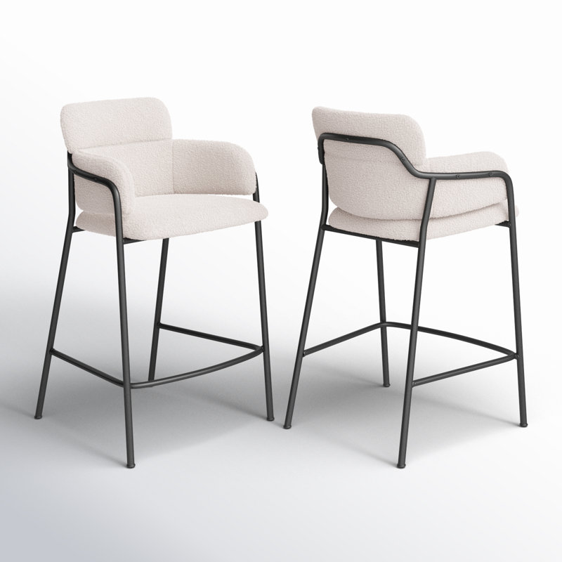 Kidman Upholstered Counter Stool, Counter Stool (26" Seat Height), Cream