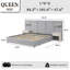 Grand lit plateforme tapissier avec tables de chevet, tiroirs et tablettes flottantes, grand, velours gris-1201298467-1201298466