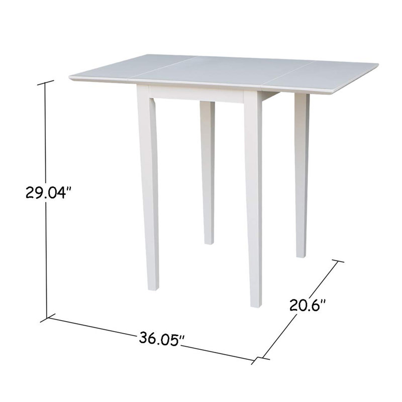 Table de salle à manger en bois massif, Blanc, Blanc