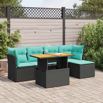  Ensemble de canapé de patio 6 pièces avec coussins en rotin de polyester