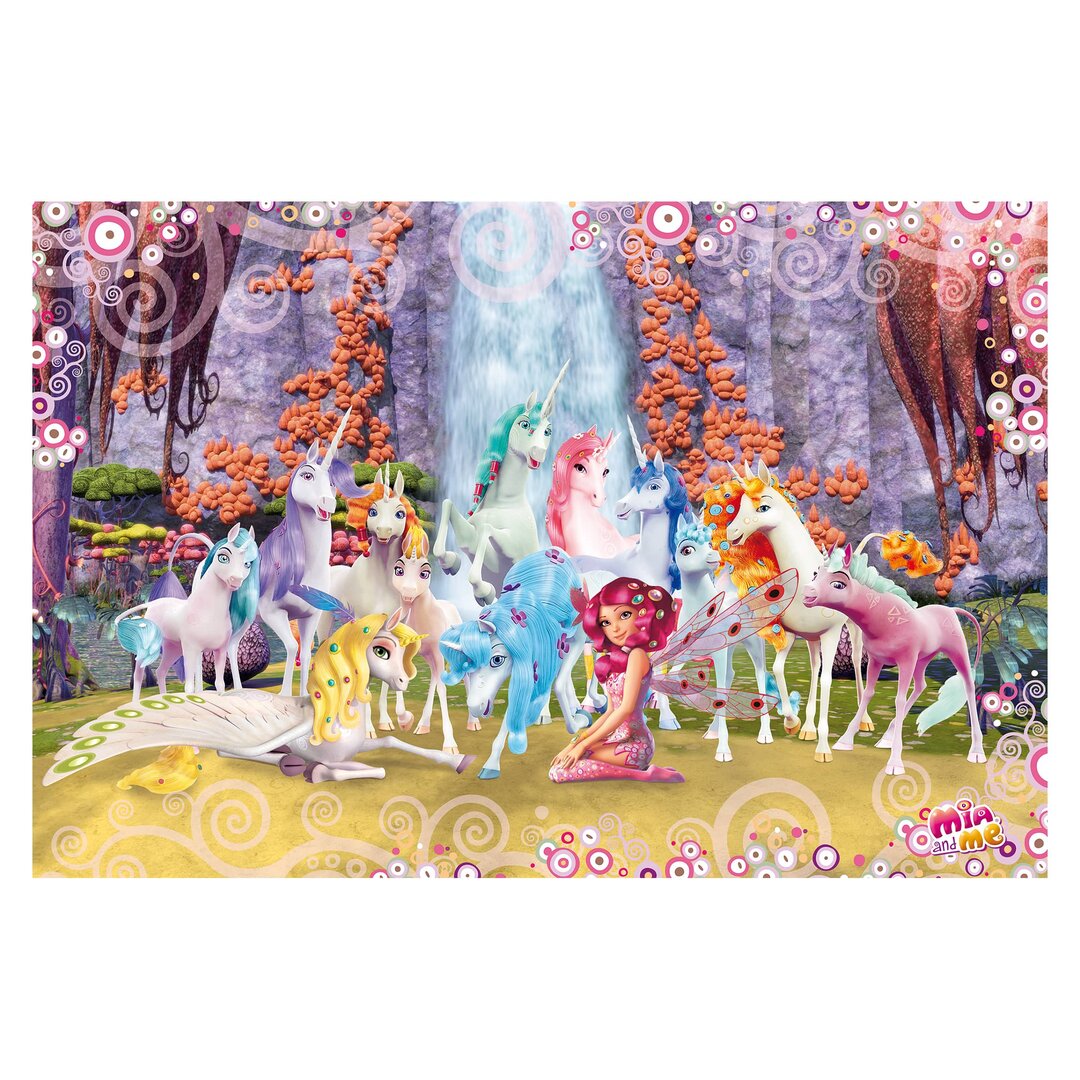 Strukturierte Fototapete Mia and Me – Mia and Onchao with the Unicorns of Centopia 1,9 m x 288 cm