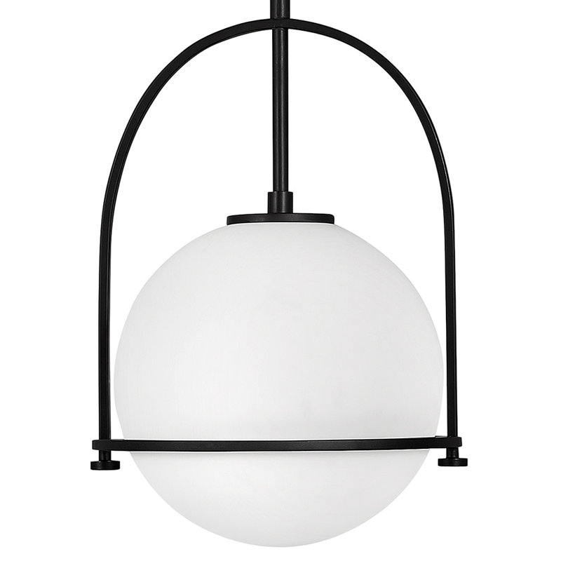 Luminaire suspendu Arie avec abat-jour sphérique, Noir, H 17 po x l 11,5 po x P 11,5 po