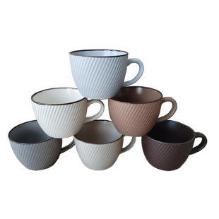 MARCELLE 6PC 16OZ MUG SET W/BLACK STAND In COLOR BOX