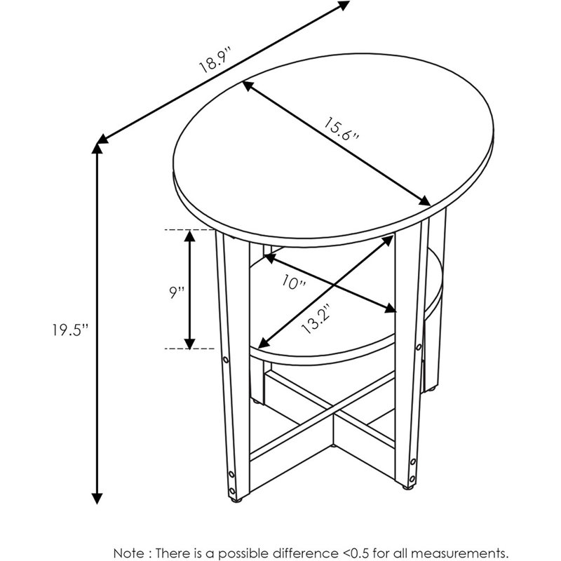 Table de bout avec rangement Lansing, Gris chêne français/noir