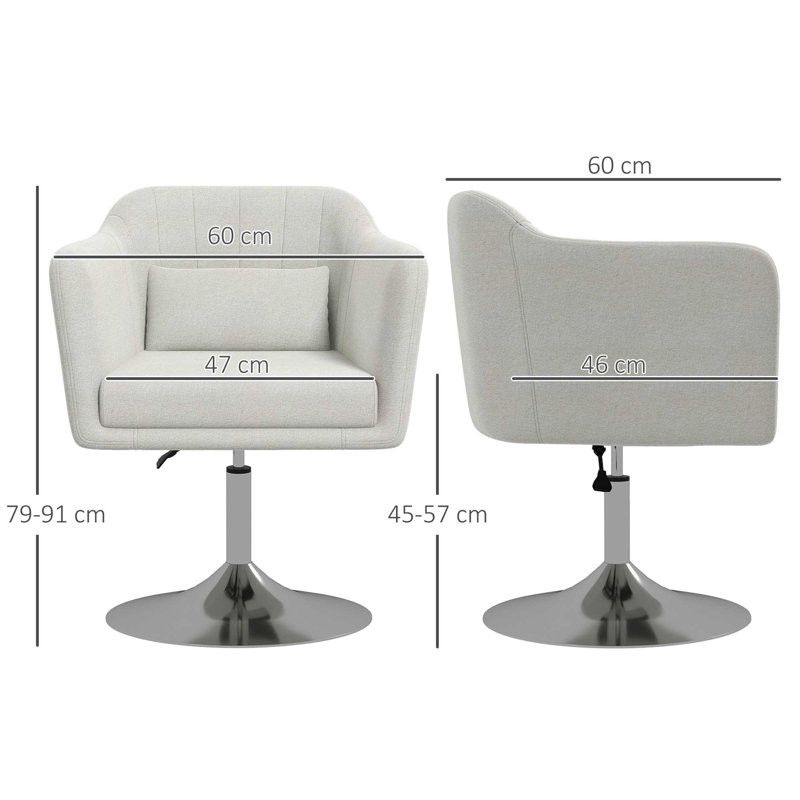 Upholstered Accent Chair, Cream White Fabric
