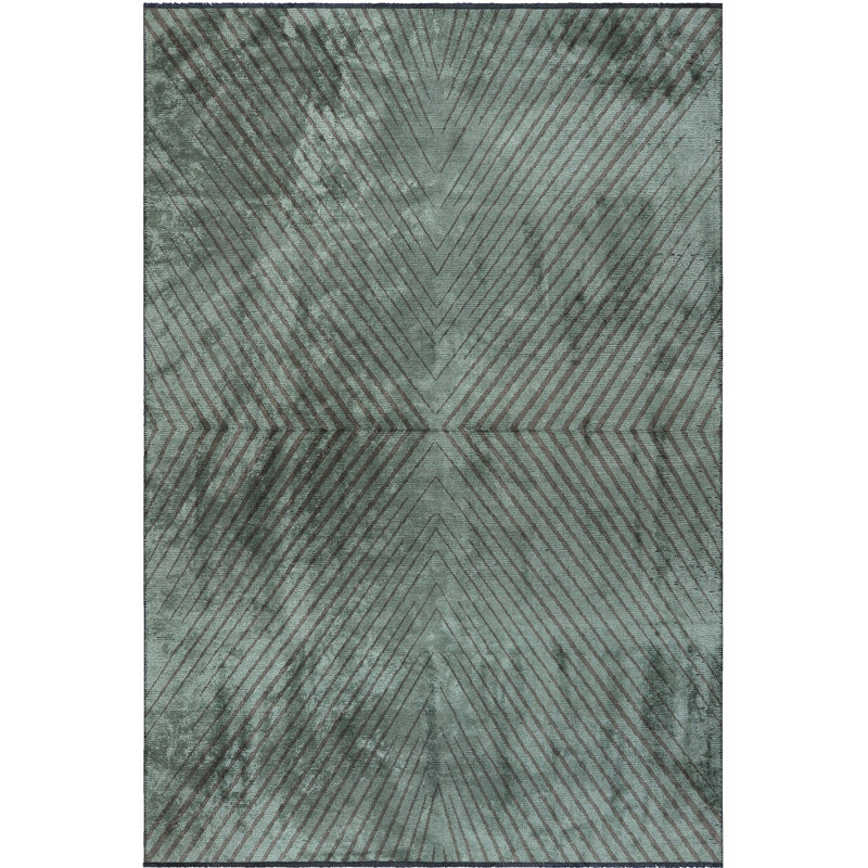 Tapis gris foncé en coton tissé à la machine Rapture, Rectangle 7 pi 10 po x 9 pi 10 po