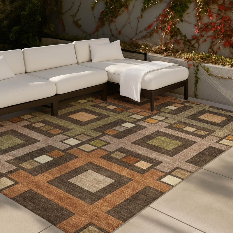 Machine Washable Indoor/Outdoor Chantille ACN2889 Geometric Rug, 3' x 5', Chocolate