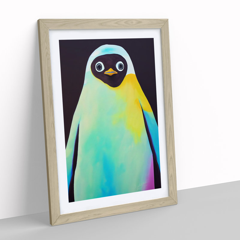Penguin In Colour No.4 - Print, Oak Picture Frame, 64cm H x 46cm W, No Matte