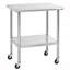 Stainless Steel Table With Wheels, Stainless Table For Prep & Work, 24X30x36" Commercial NSF Metal Table For Restaurant Kitchen Hotel Garage