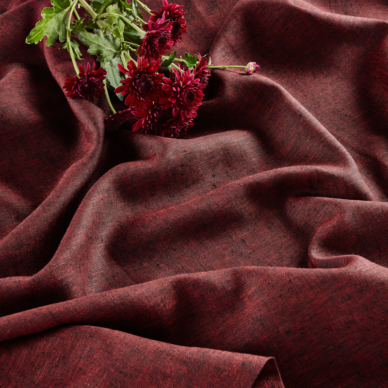 100% Pure Linen Table Throw - Athena, Red Garnet