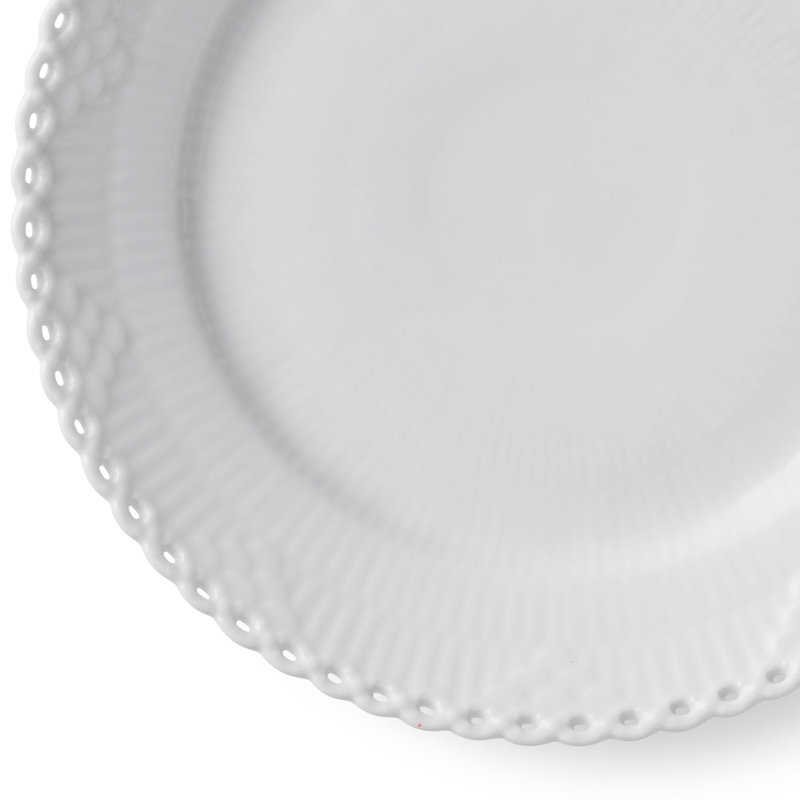 White Fluted Full Lace Dessert Plate 7.48"