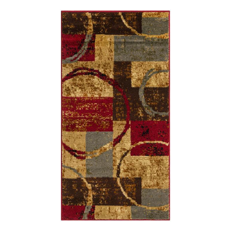 Tapis multicolore à motif géométrique Adetomiwa, Tapis de couloir 2 pi x 4 pi 1 po