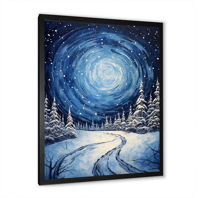 «Frosty Pathway Road Into Winter's Embrace II», Cadre simple noir, H 20 po x l 12 po x P 1 po