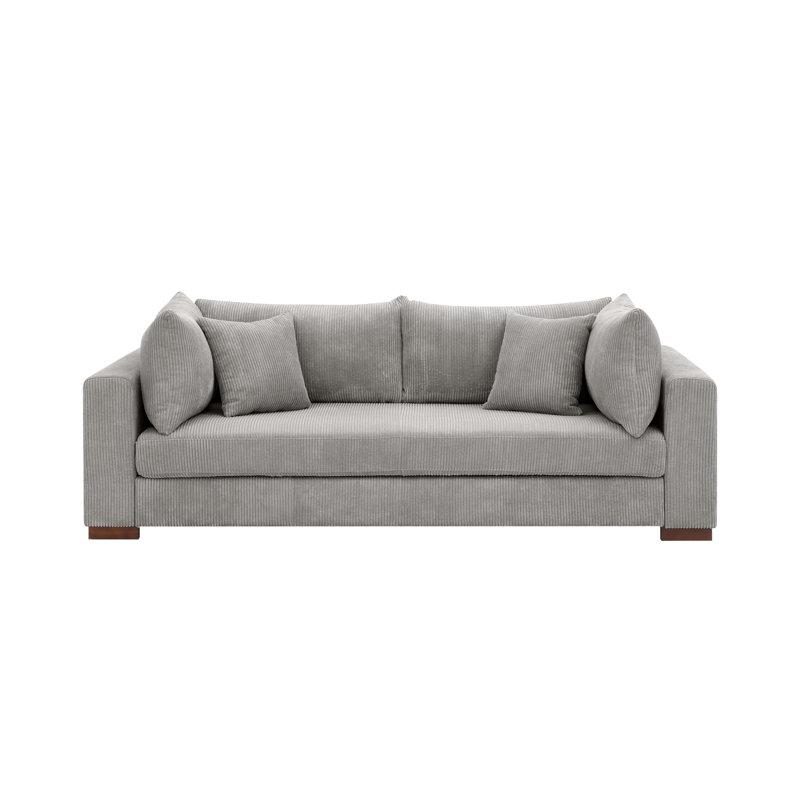 Alcantara Upholstered 89.5'' Sofa, Cloudy Gray Corduroy