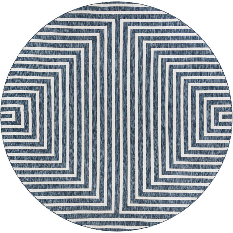 Contemporary Odawa Area Rug Blue Colour, Round 10'