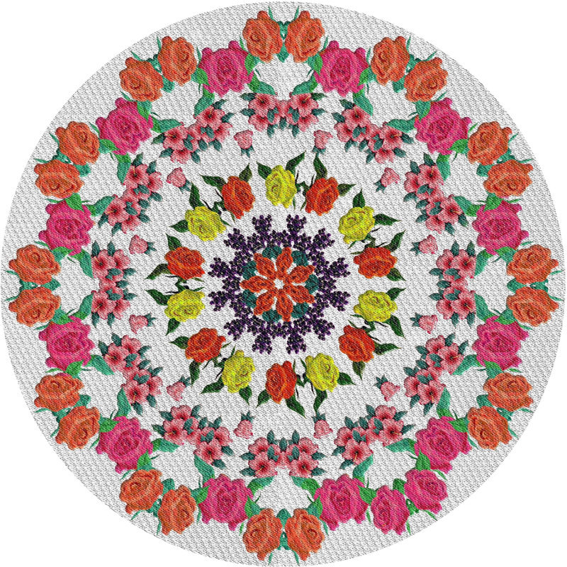 Tapis décoratif rose, Rond 6 pi
