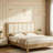 Wooden Bed Frame with Upholstered Headboard