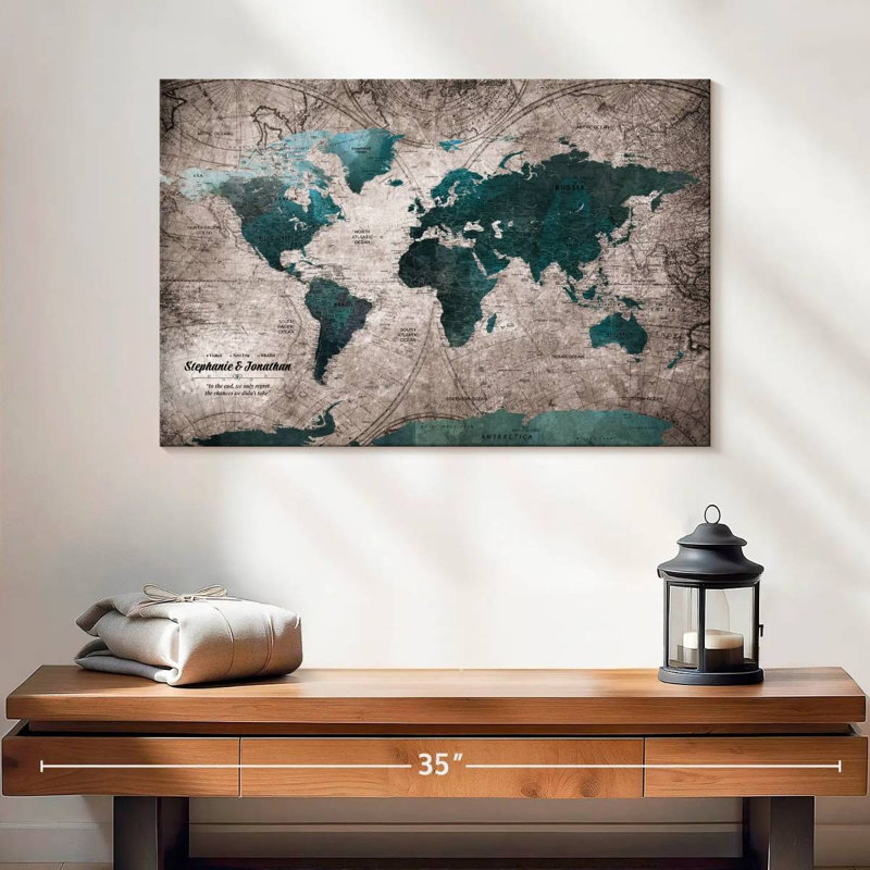 Personalized Chances I Push Pin World Milstead, 16" H x 24" W, Yes
