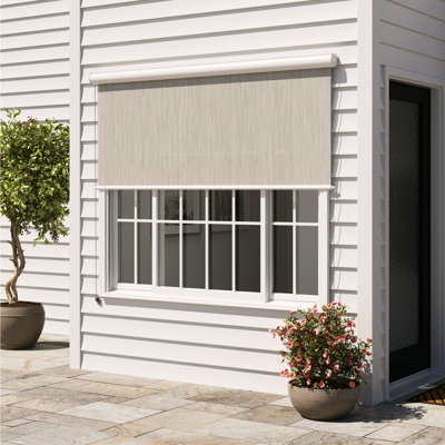 Motorized SunSetter EasyShade Outdoor Solar Shade -Semi-Sheer