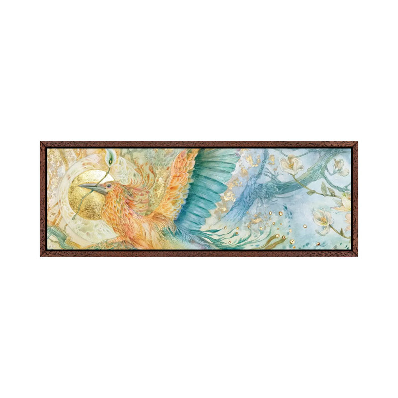 The Blue Above II by Stephanie Law - Panoramic Painting on Canvas, Classic Brown Wood Floater Framed