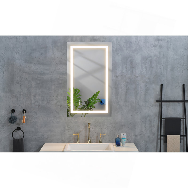 Miroir de salle de bain polyvalent avec fonctions avancées pour une expérience améliorée, 28 po x 36 po, Rectangulaire