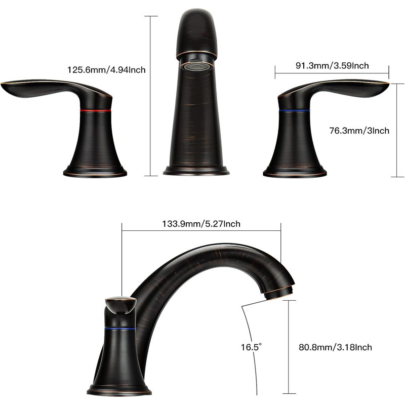 2Pcs Bathroom Sink Faucet, Matte Black