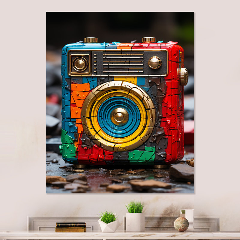 Yellow And Red Classic Jukebox Beats - Jukeboxes Metal Wall Art, 20" H x 12" W x 1" D
