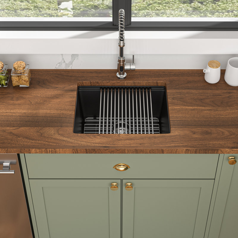 Quartz 21"L x 18"W Undermount Workstation Granite Composite Kitchen Sink Quartz Single Bowl Bar Sink with Accessories