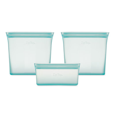 Sacs de rangement pour aliments réutilisables à fermeture éclair | Ensemble de 3 sacs [Bleu sarcelle] | Va au micro-ondes, au lave-vaisselle et au congélateur