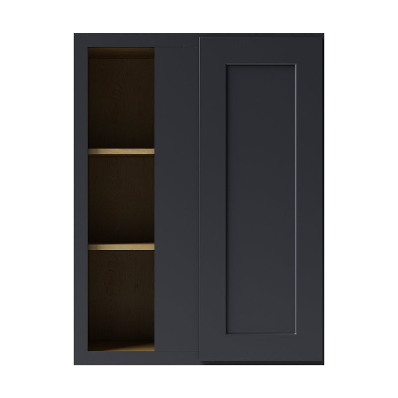 Armoire de coin murale, L 27 po x H 36 po x P 12 po, Noir Shaker