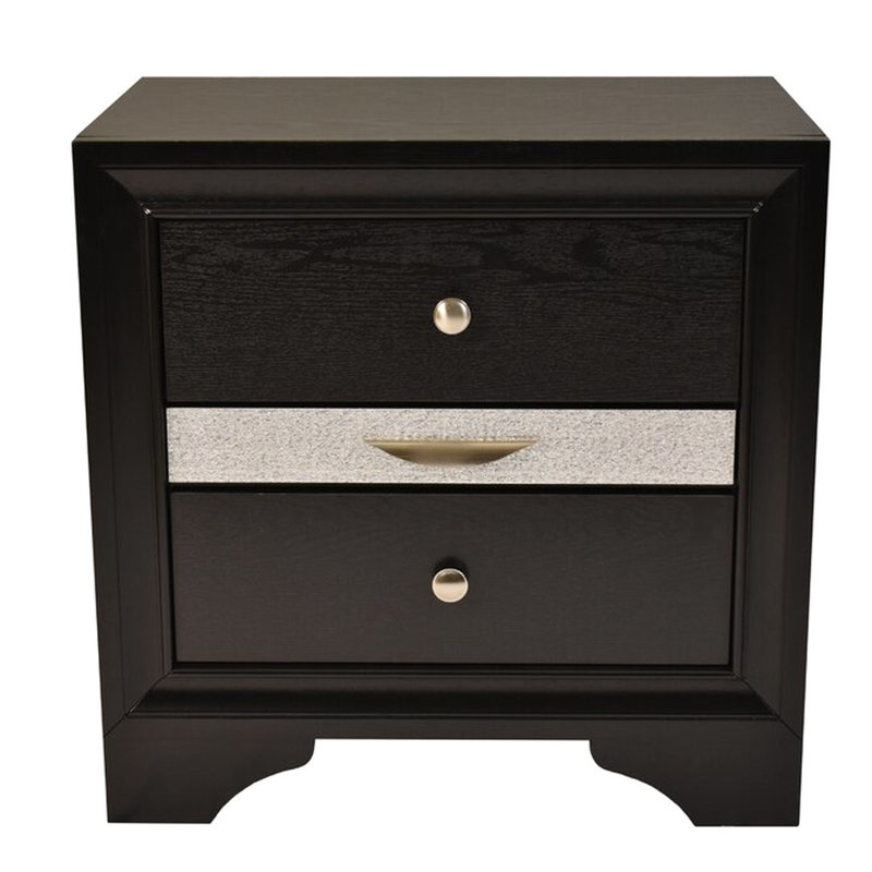 Élégant meuble en bois gris avec 2 tiroirs à extension complète, Grey