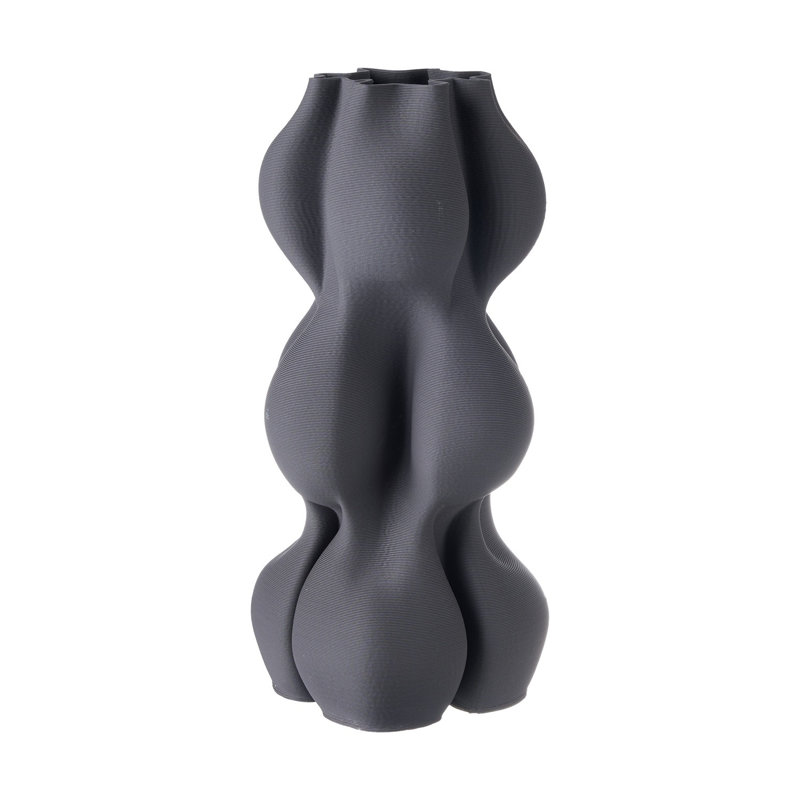 Vase en céramique imprimé en 3D, H 19,25 po x l 10 po x P 10 po, Noir